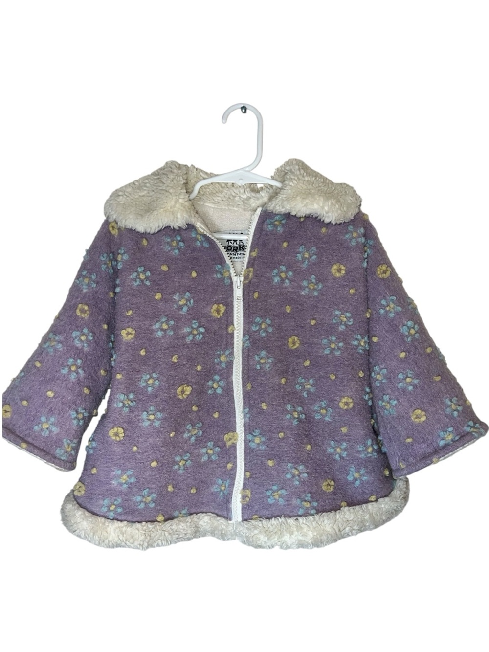Corky & Company Girls Winter Coat Purple with Flowers Size 3/4